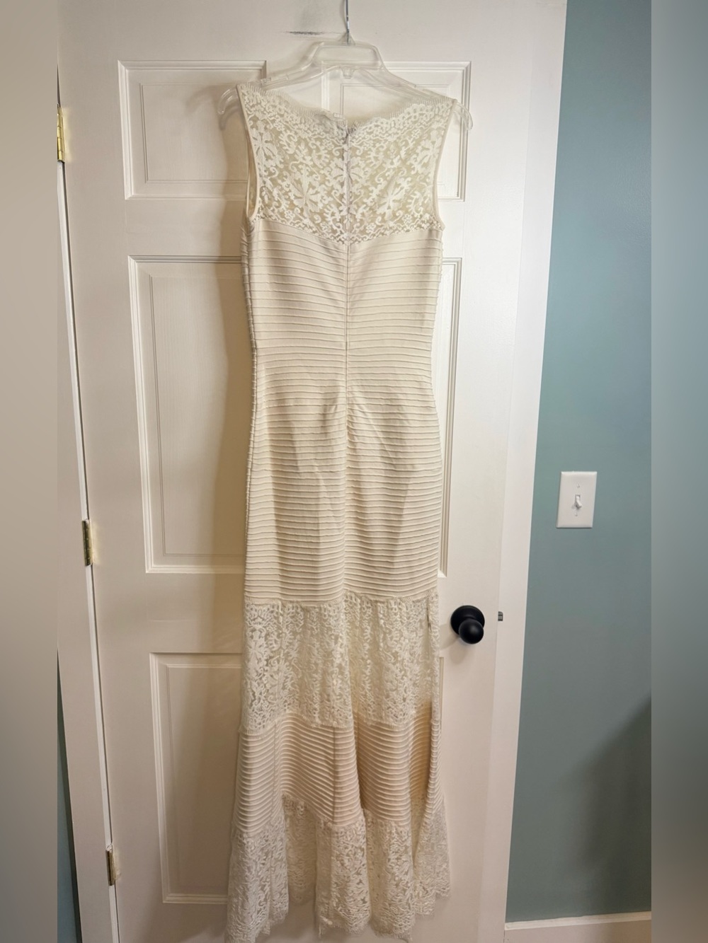 Tadashi Shoji Ivory Pintuck Jersey Boatneck Gown - Picture 3 of 6
